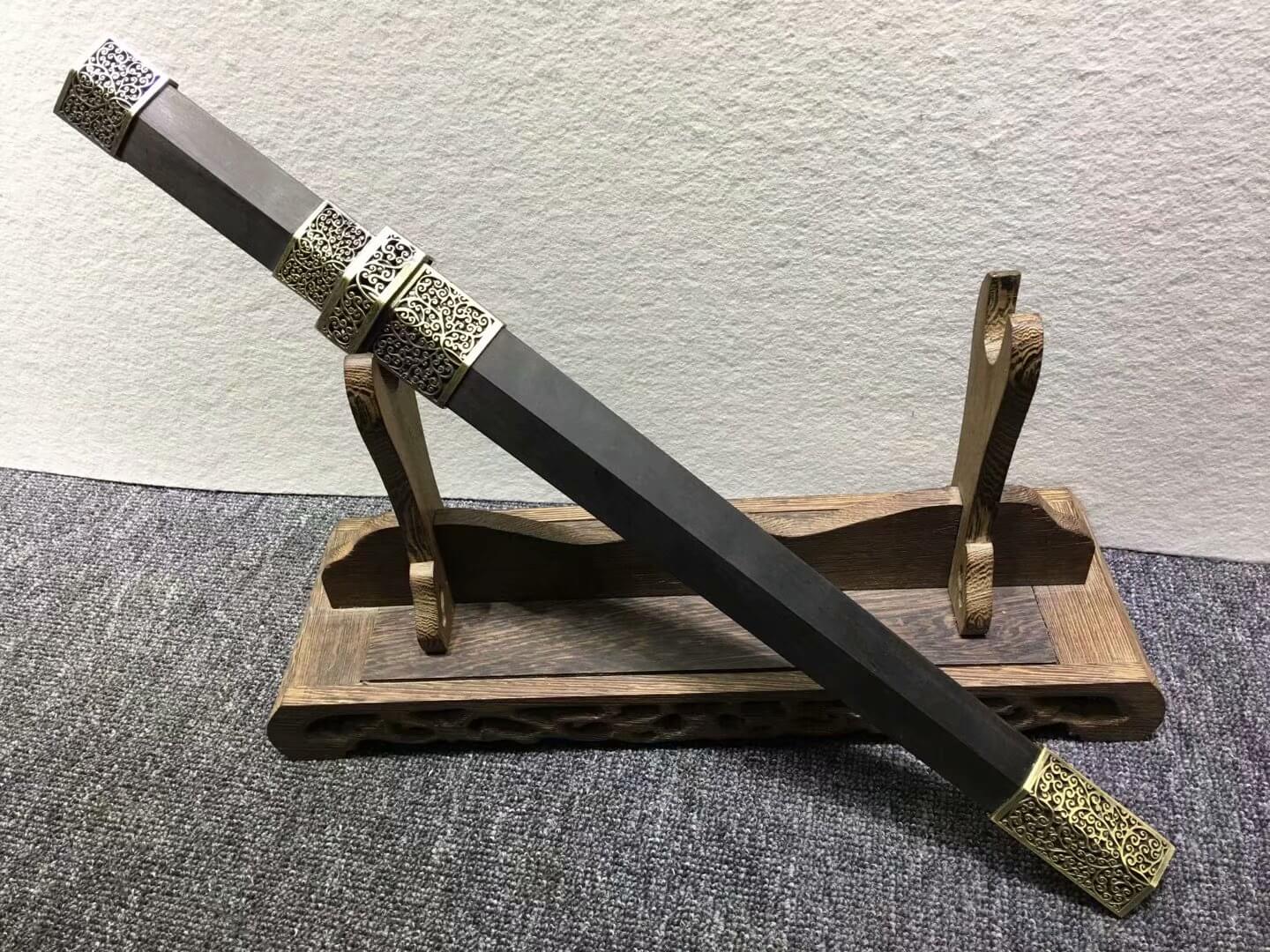 Short sword,Dagger,High carbon steel etch blade,Alloy,Black wood - Chinese sword shop
