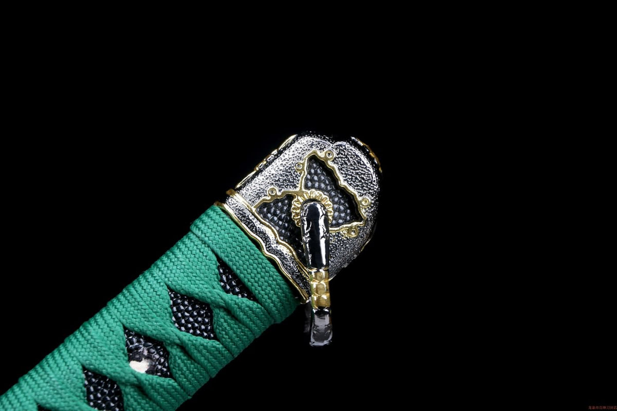 Tachi,Samurai Hand Forged Rail Steel Blade,Green Scabbard,Alloy Fitting,LOONGSWORD
