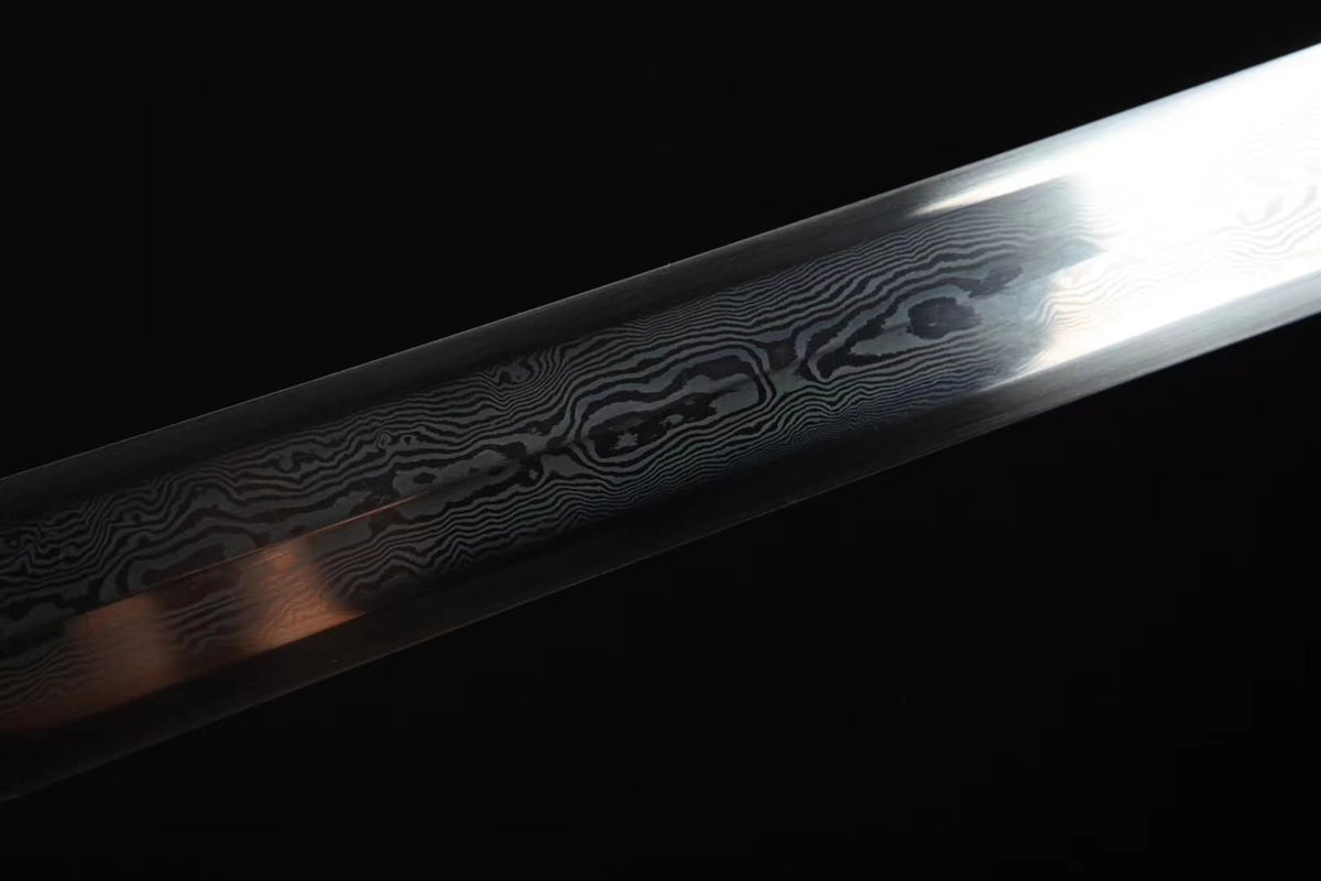 Myth sword,Handmade Damascus steel blade,Skin scabbard,Brass fittings - Chinese sword shop