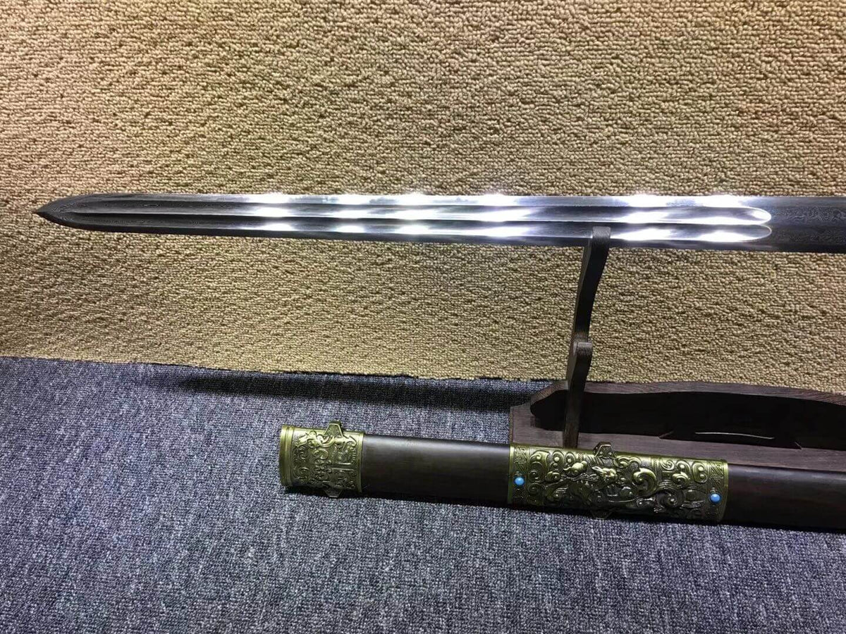 Fengyun sword,Damascus steel blade,Rosewood scabbard,Alloy fitting - Chinese sword shop