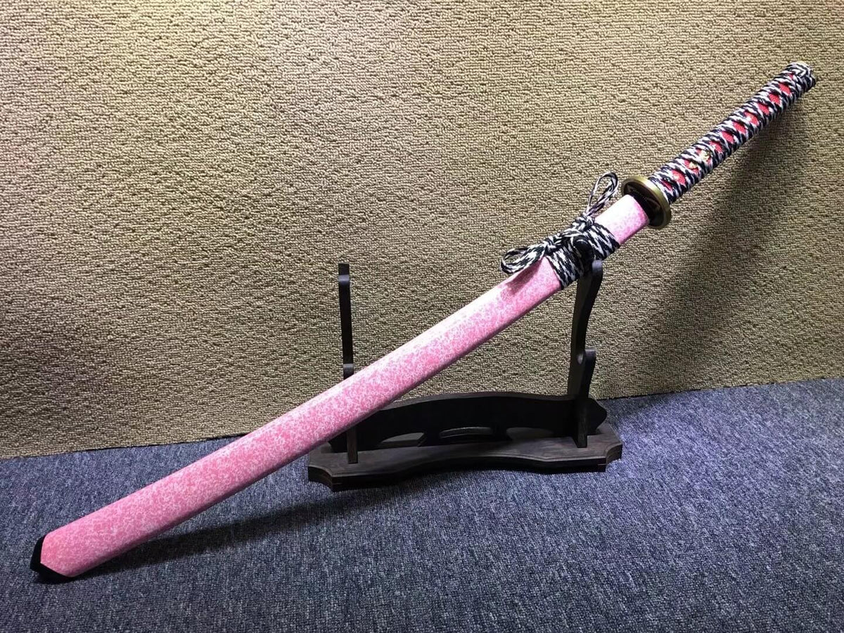 samurai sword,Medium carbon steel bade,Pink scabbard,Alloy fittings - Chinese sword shop