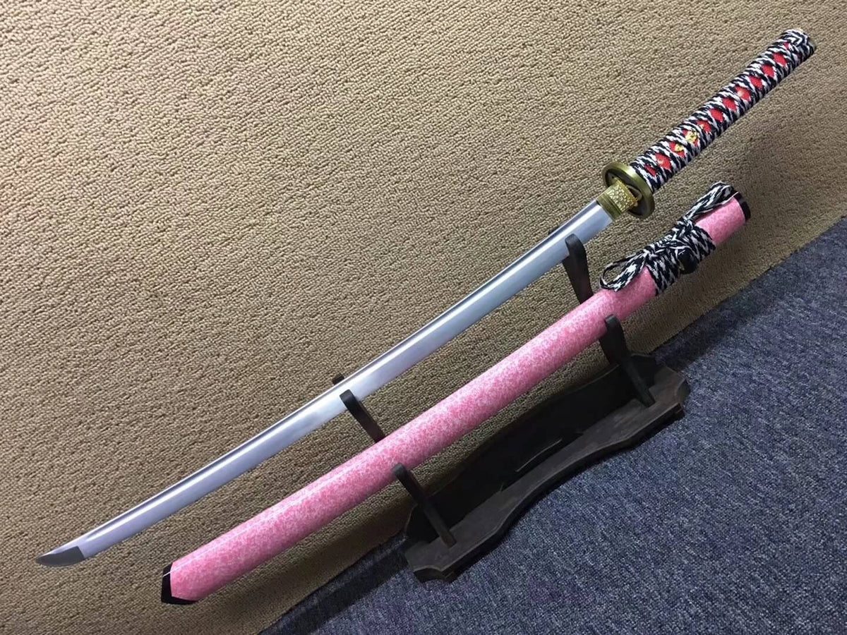 samurai sword,Medium carbon steel bade,Pink scabbard,Alloy fittings - Chinese sword shop