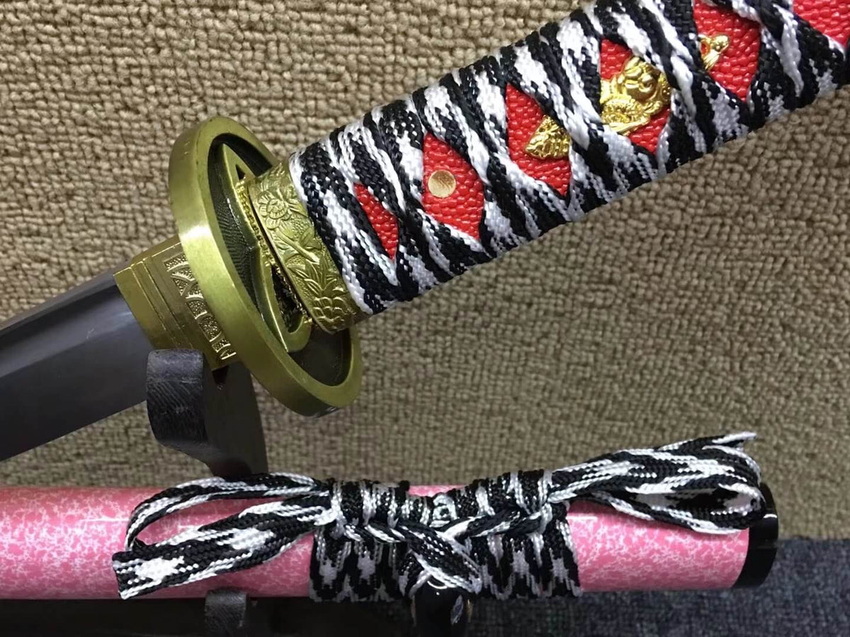 samurai sword,Medium carbon steel bade,Pink scabbard,Alloy fittings - Chinese sword shop