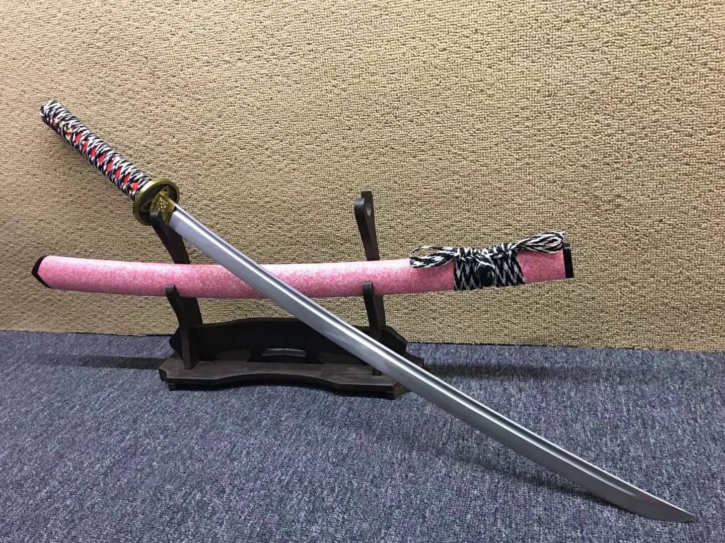 samurai sword,Medium carbon steel bade,Pink scabbard,Alloy fittings - Chinese sword shop