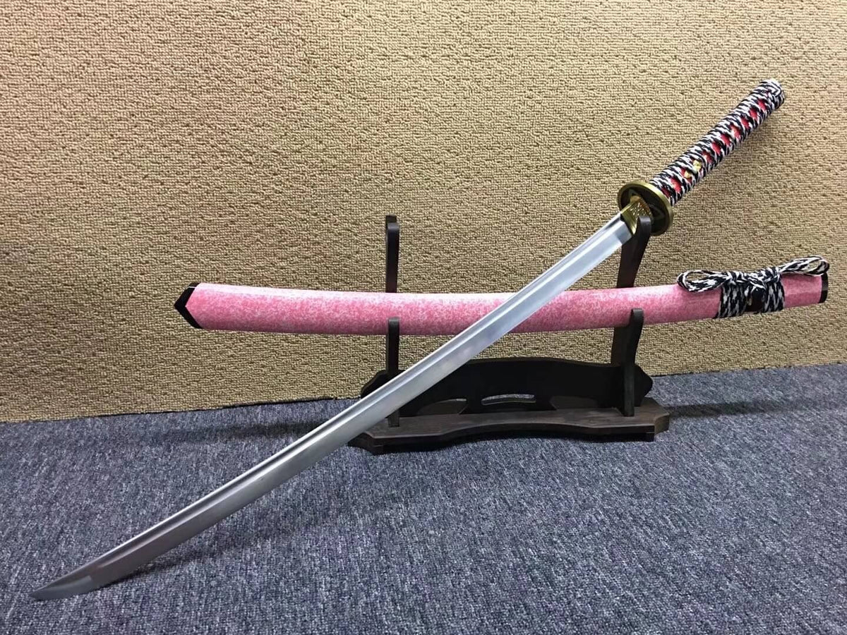 samurai sword,Medium carbon steel bade,Pink scabbard,Alloy fittings - Chinese sword shop