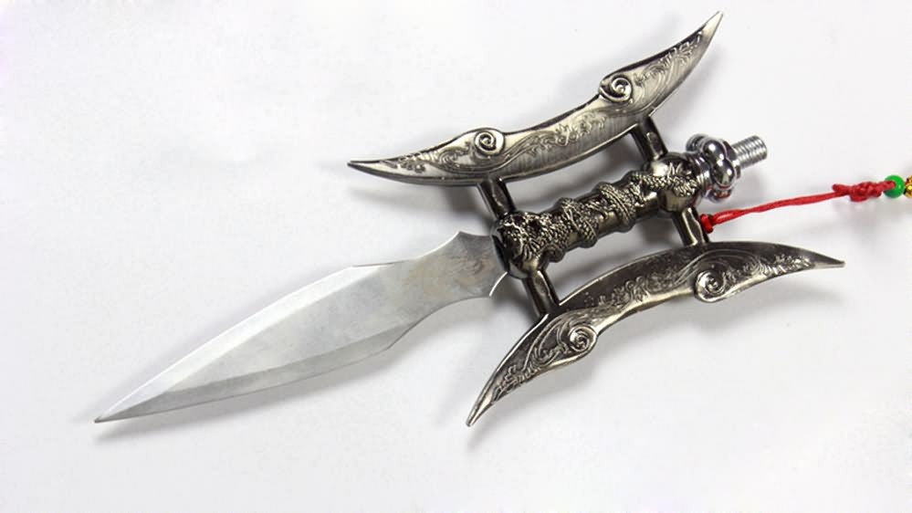 Shuangyue Flayer/Chinese spear/Stainless steel Spearhead and rod,Length 74 inch - Chinese sword shop