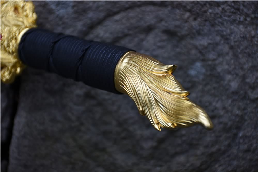 Integral sword,handmade(High carbon steel etch blade,Leather scabbard)Full tang - Chinese sword shop