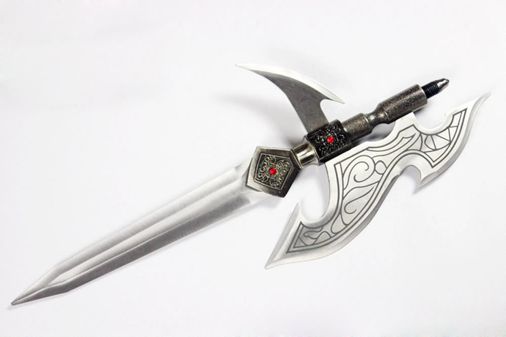 Silver cut Halberd/Chinese spear/Stainless steel Spearhead and rod,Length 74 inch - Chinese sword shop