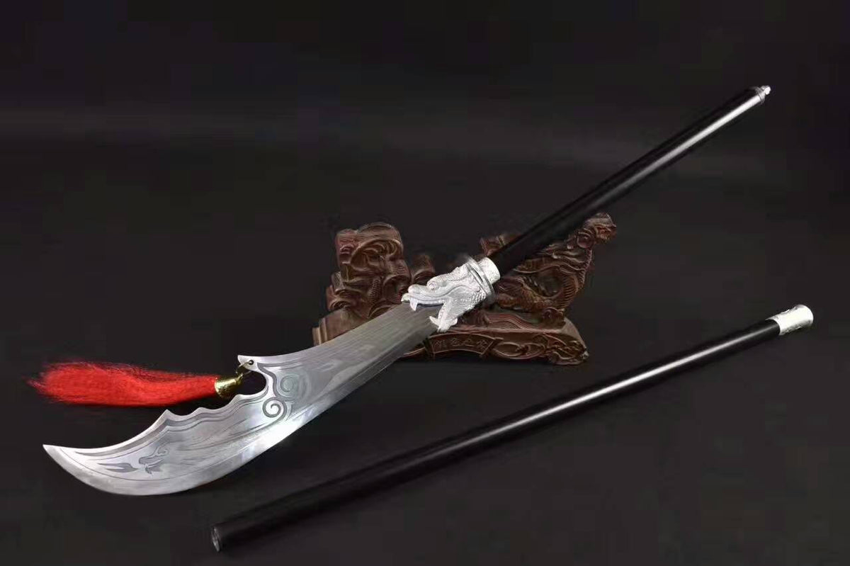 Guan dao,Kuantao,High manganese steel blade,Two black rod,Alloy fittings - Chinese sword shop