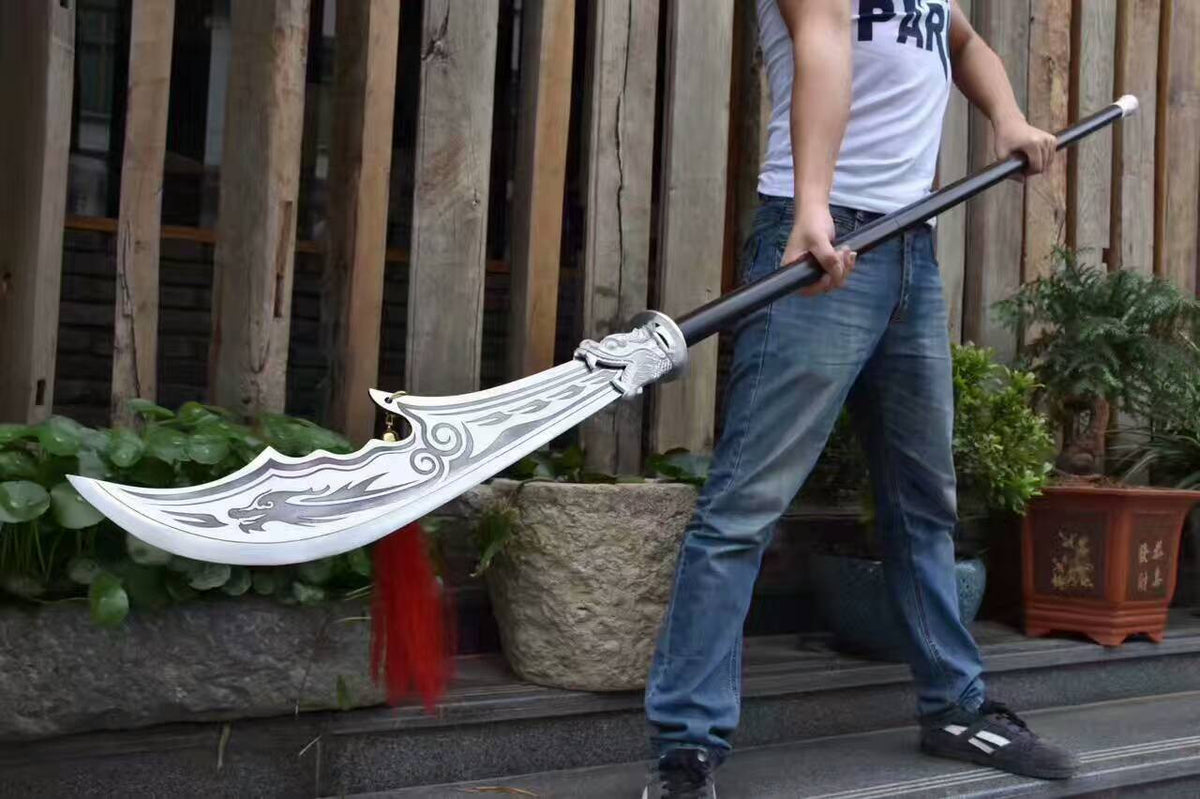 Guan dao,Kuantao,High manganese steel blade,Two black rod,Alloy fittings - Chinese sword shop