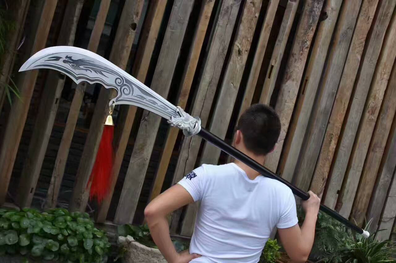 Guan dao,Kuantao,High manganese steel blade,Two black rod,Alloy fittings - Chinese sword shop