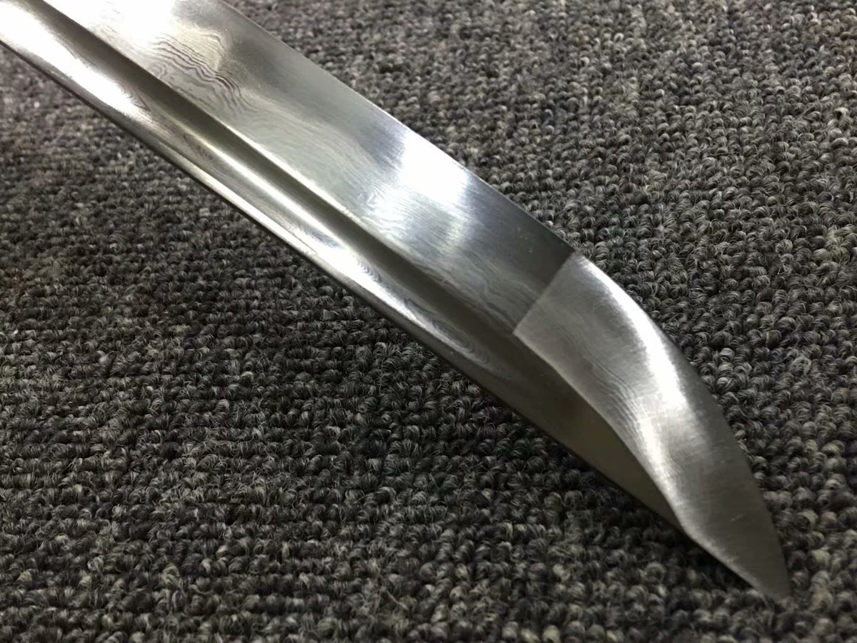 Nihontou katana,Green skin scabbard,Damascus steel burn blade,Brass,Full tang - Chinese sword shop