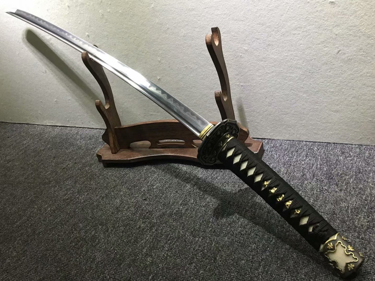 Nihontou katana,Green skin scabbard,Damascus steel burn blade,Brass,Full tang - Chinese sword shop