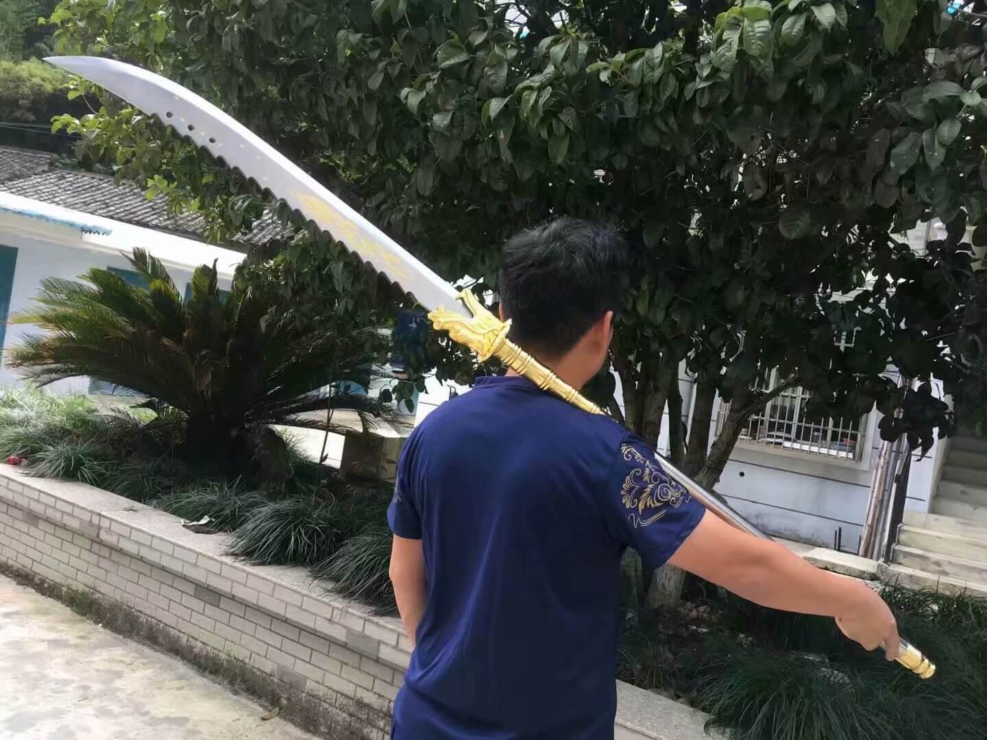 GuanDao,High carbon steel blade,Leather scabbard,Length 62" - Chinese sword shop