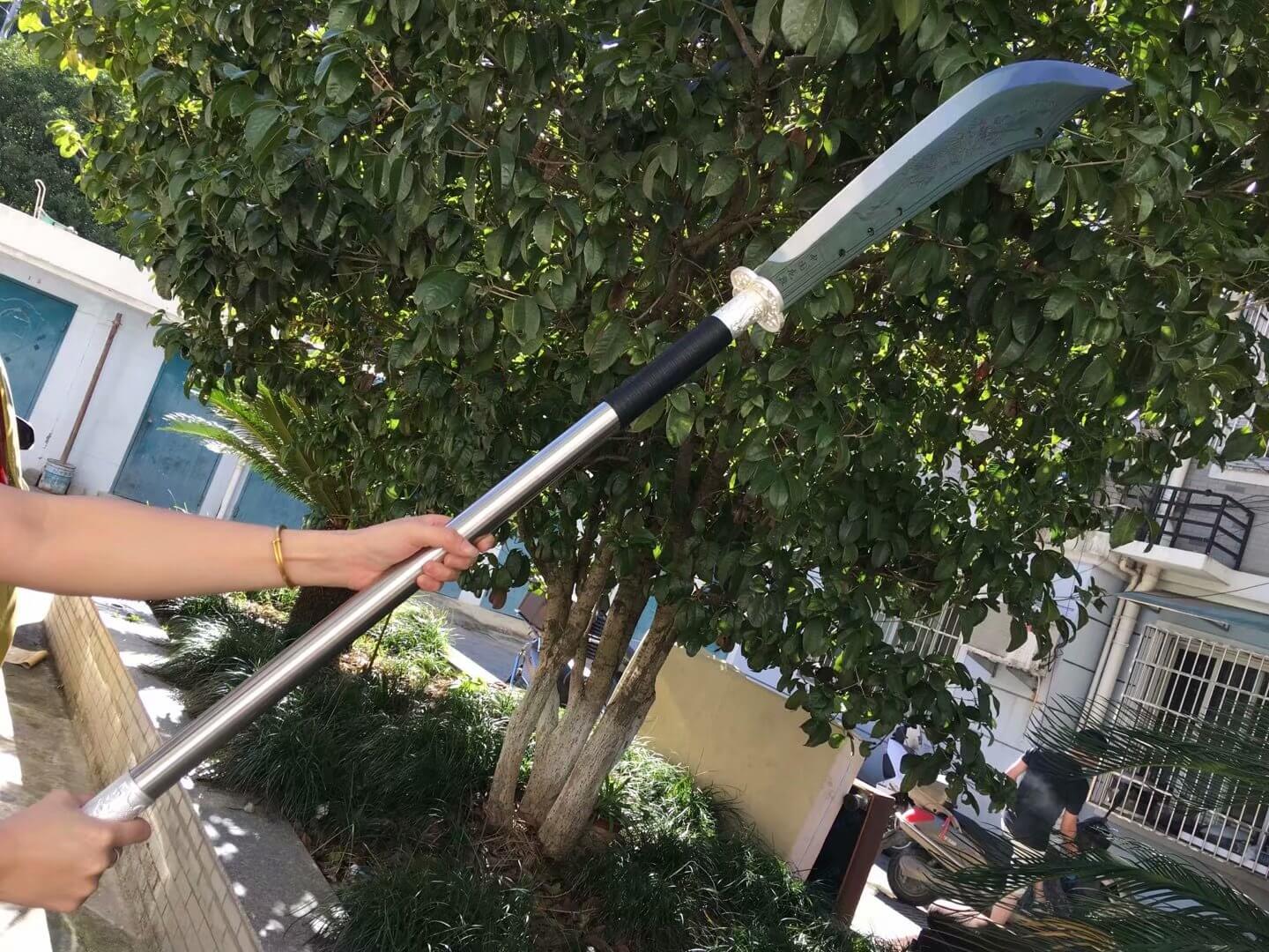 GuanDao,High carbon steel blade,Leather scabbard,Length 53" - Chinese sword shop