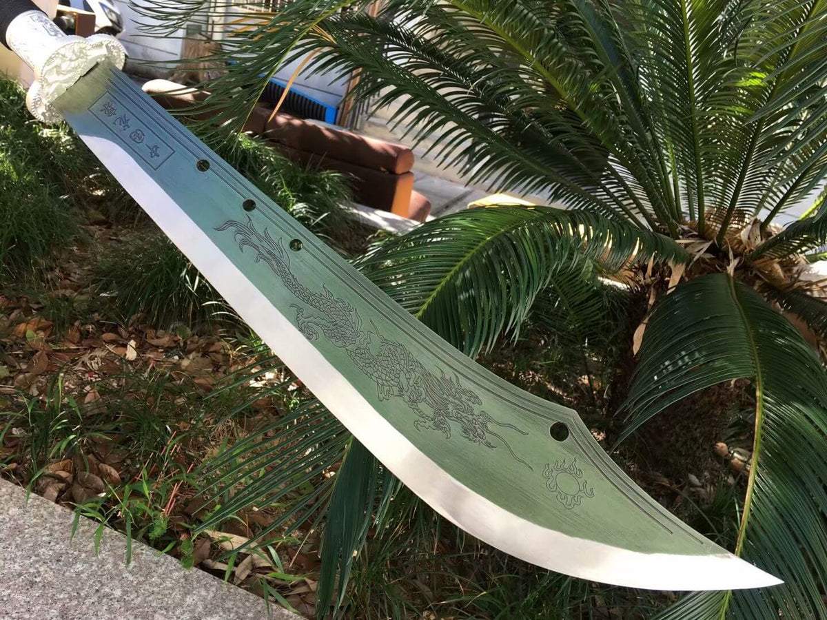 GuanDao,High carbon steel blade,Leather scabbard,Length 53" - Chinese sword shop
