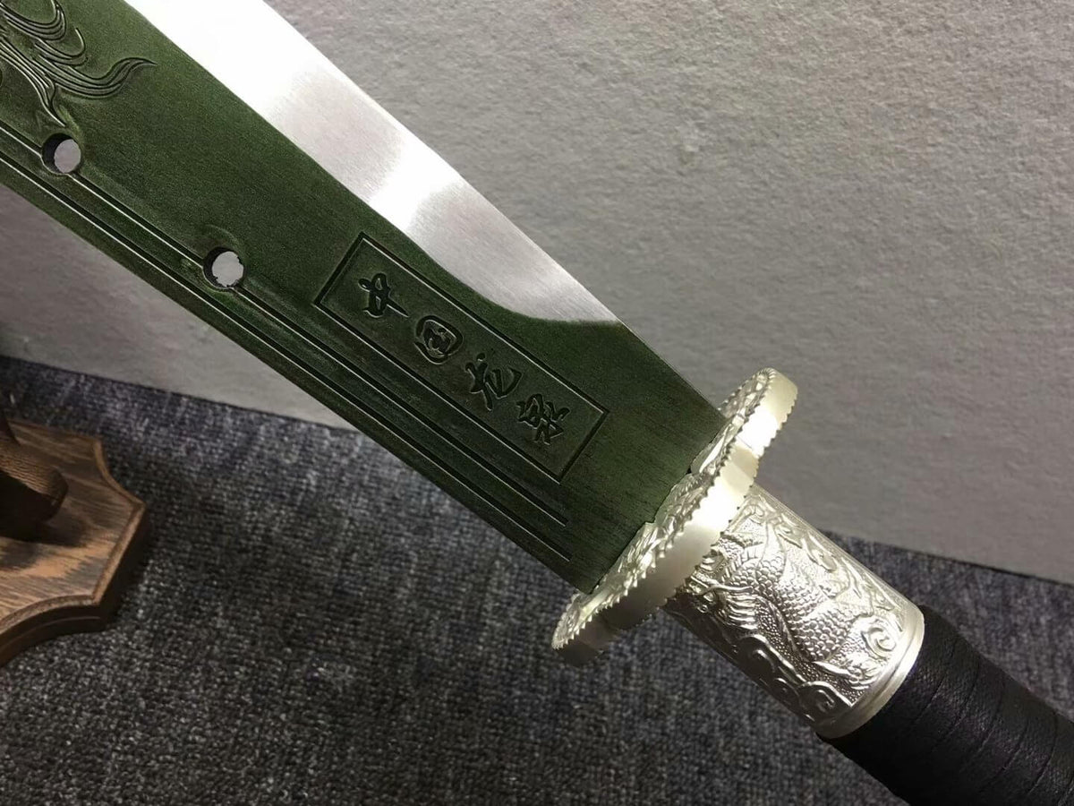 GuanDao,High carbon steel blade,Leather scabbard,Length 53" - Chinese sword shop