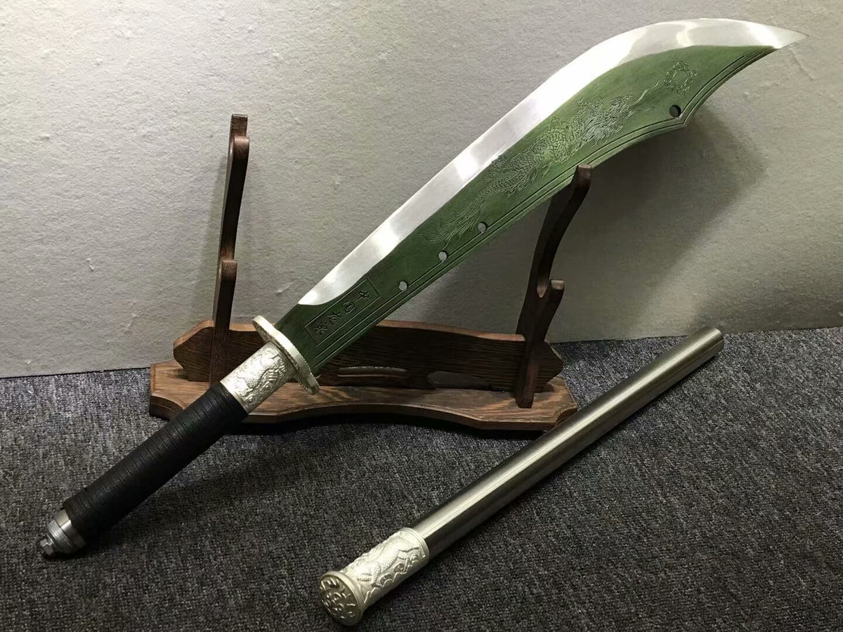 GuanDao,High carbon steel blade,Leather scabbard,Length 53" - Chinese sword shop