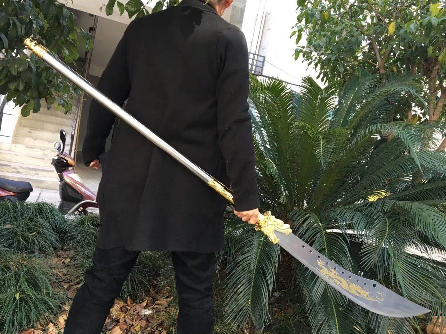 Kwan Dao,High carbon steel blade,Leather scabbard - Chinese sword shop