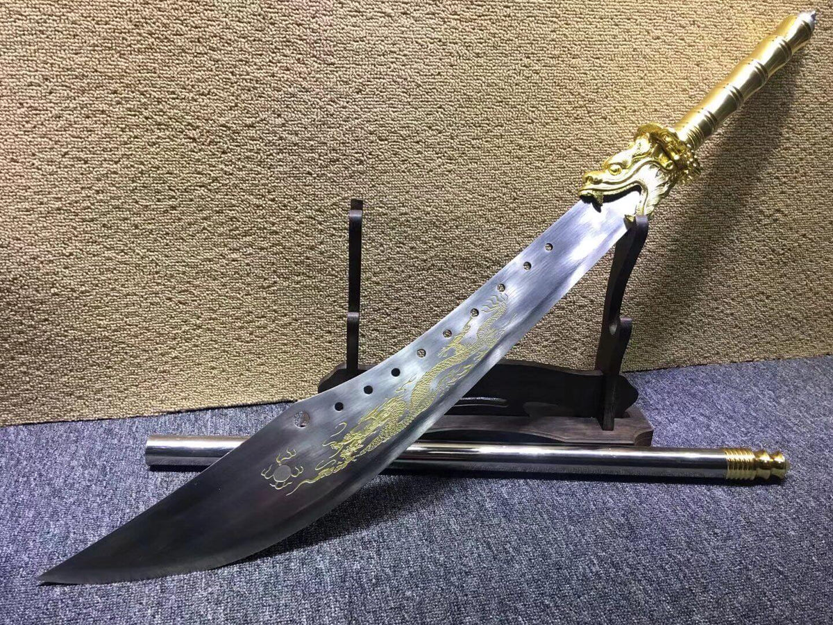 Kwan Dao,High carbon steel blade,Leather scabbard - Chinese sword shop
