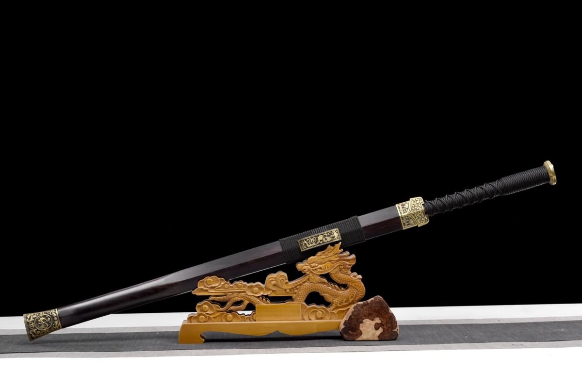 Han jian Swords(Handmade Damascus Steel Blade,Brass Fittings) Weapon,Full Tang,Chinese Sword