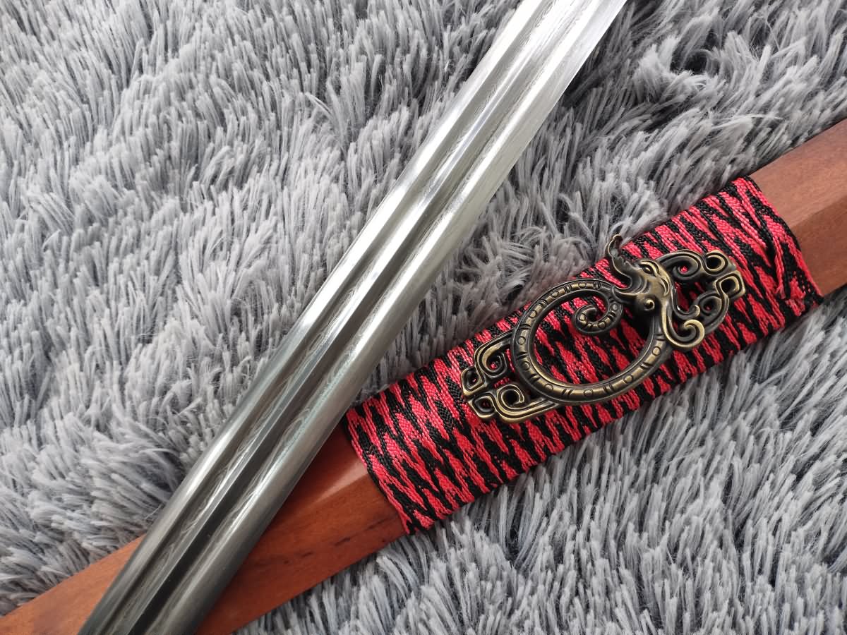 Han jian sword real,Damascus steel blade,Rosewood scabbard,Alloy fititings