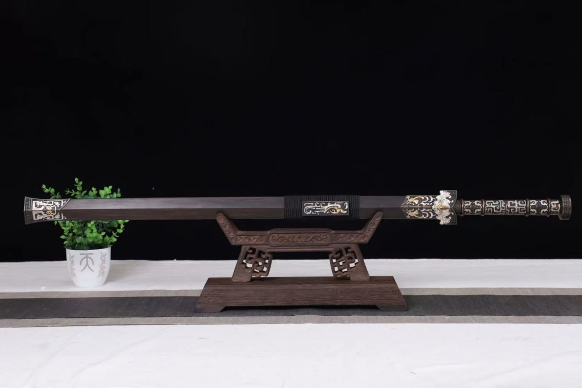 Hanwu Sword,Forged Damascus Steel Blades,Ebony Scabbard,Brass Fittings,LOONGSWORD