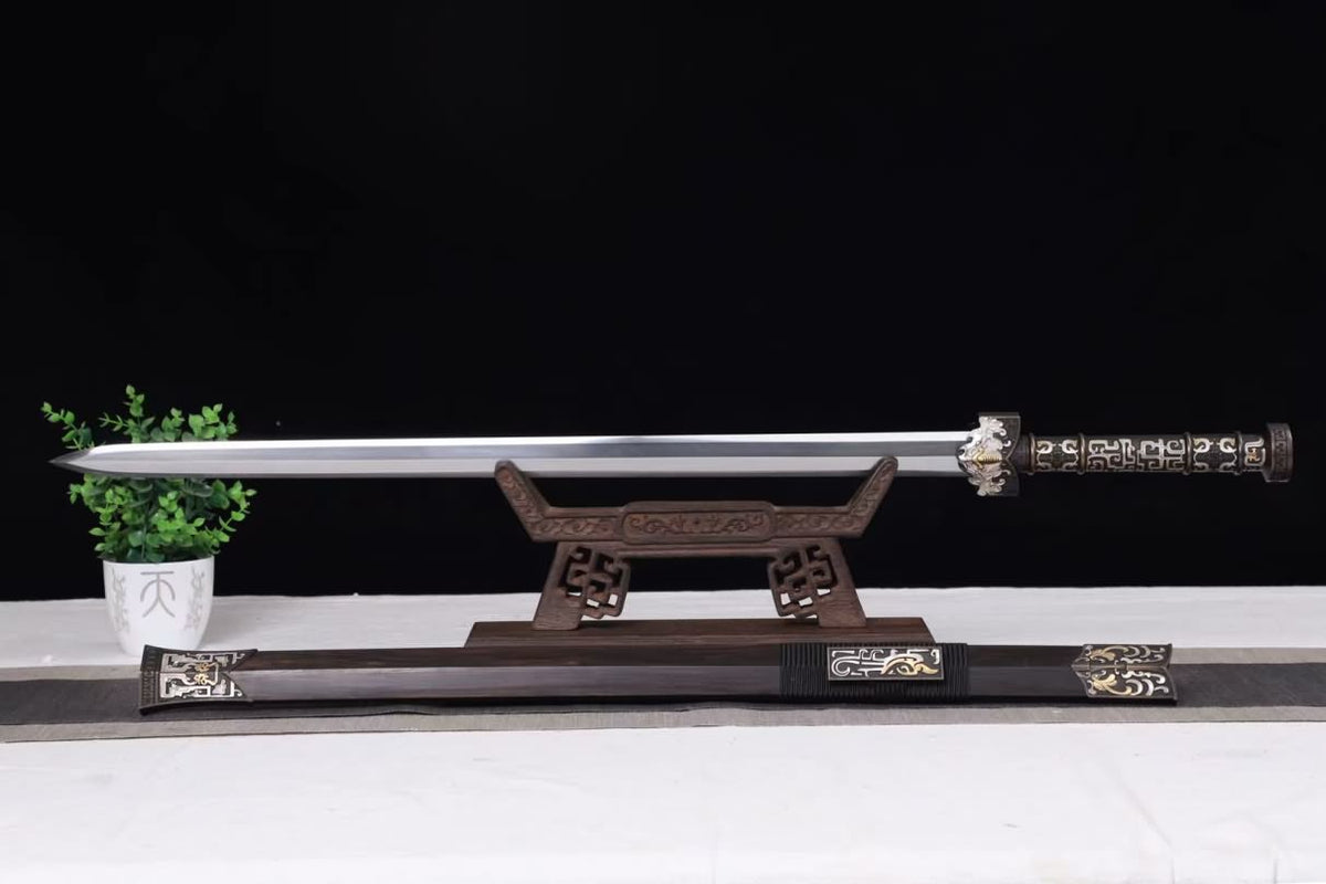 Hanwu Sword,Forged Damascus Steel Blades,Ebony Scabbard,Brass Fittings,LOONGSWORD