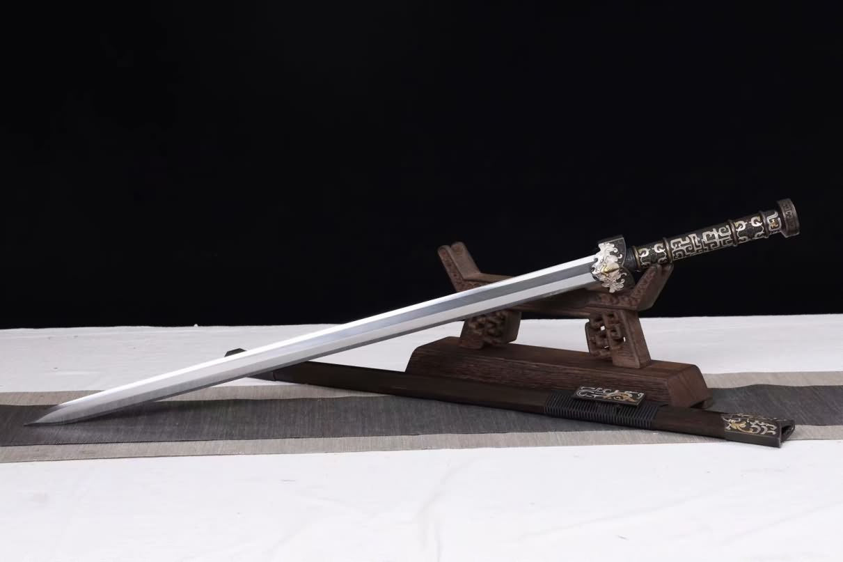 Hanwu Sword,Forged Damascus Steel Blades,Ebony Scabbard,Brass Fittings,LOONGSWORD