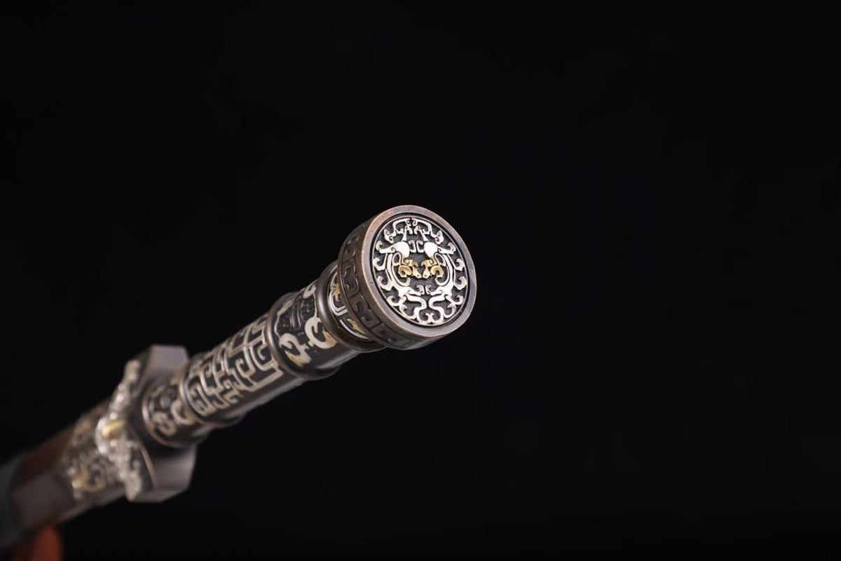 Hanwu Sword,Forged Damascus Steel Blades,Ebony Scabbard,Brass Fittings,LOONGSWORD