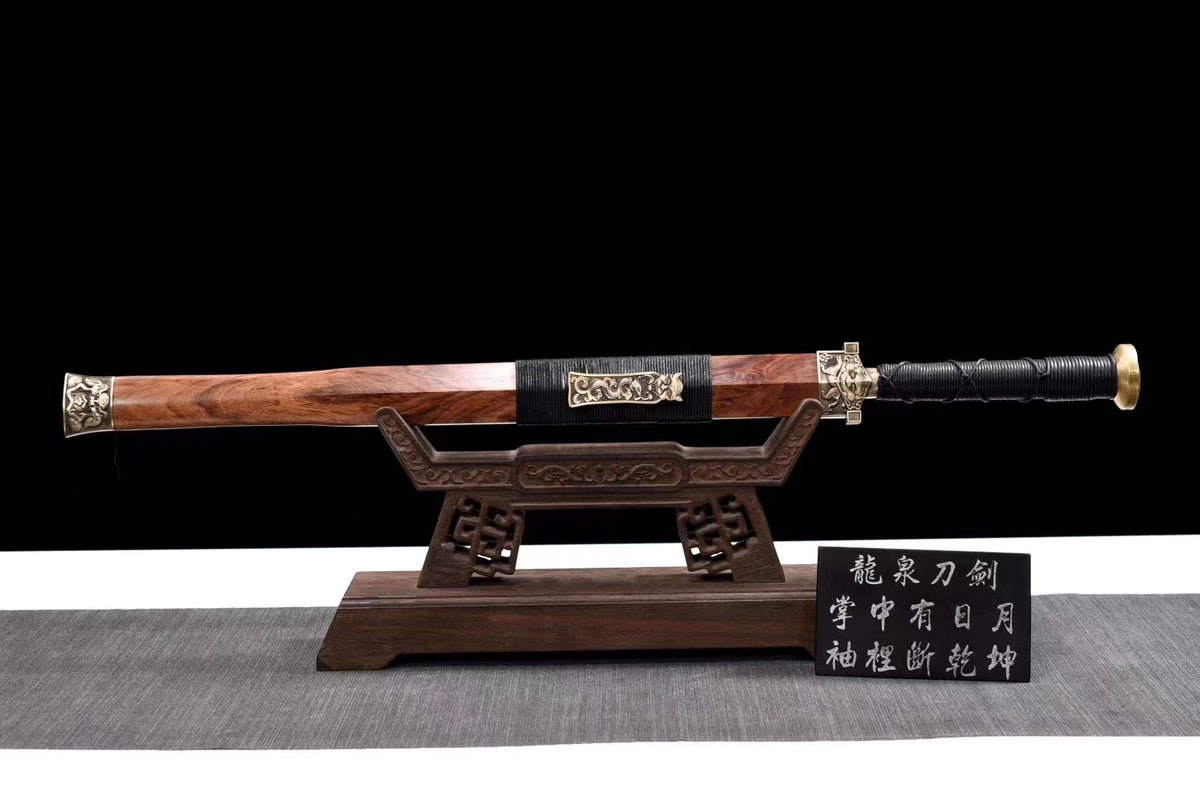 Han sword,Forged Damascus steel blade,Brass fittings,Rosewood scabbard - Chinese Sword store