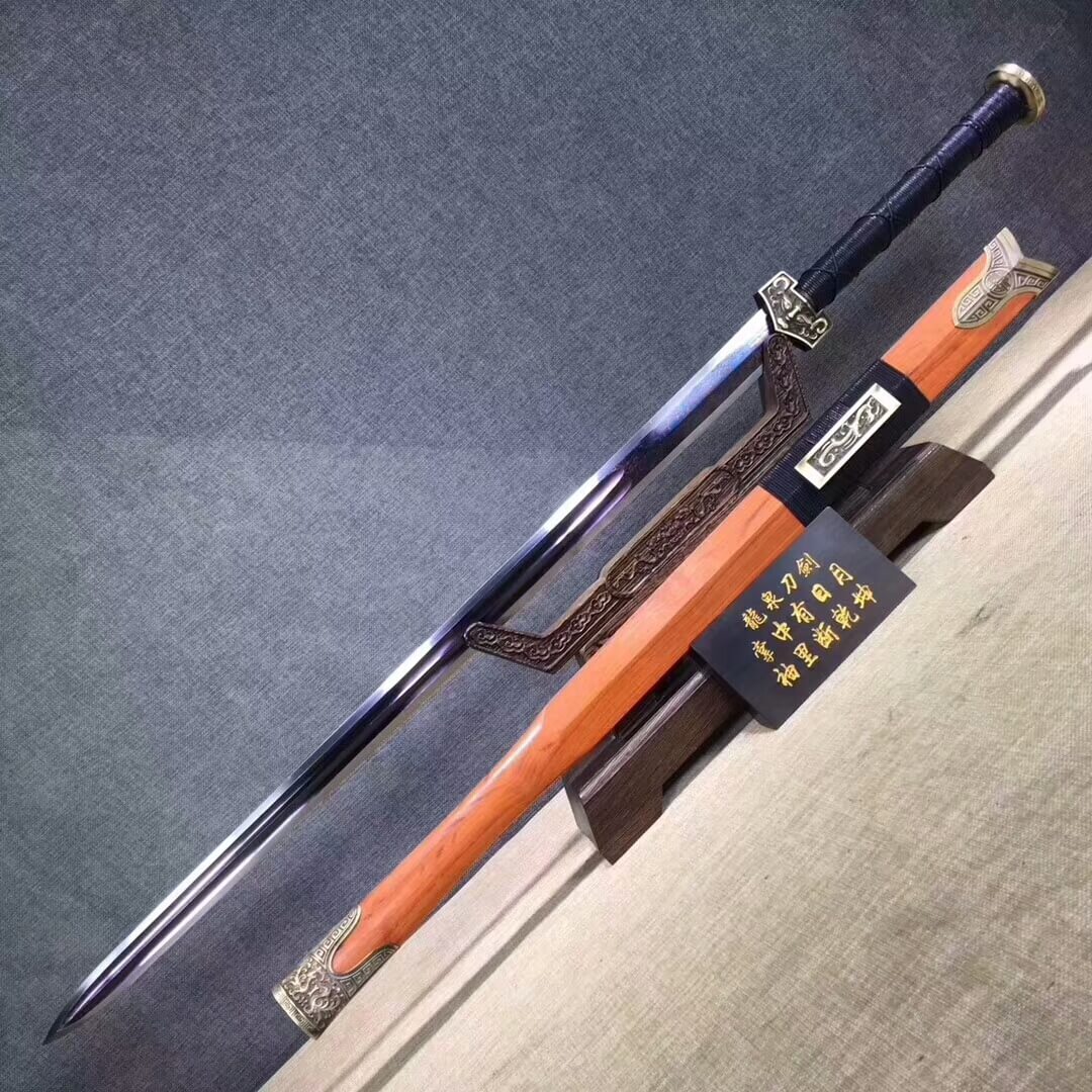 Han jian,Damascus Steel red blade,Redwood scabbard,Brass fittings - Chinese sword shop