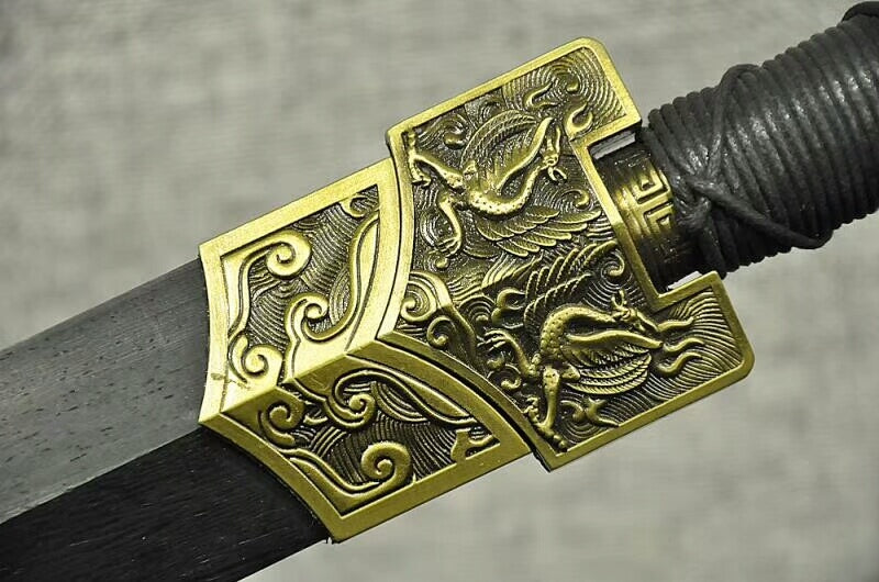 Han jian(Damascus Steel octahedral red blade,Black wood,Alloy)Length 40" - Chinese sword shop