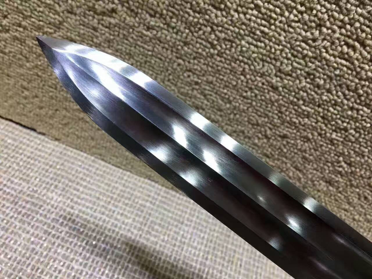 High carbon steel surface double groove blade,Black wood scabbard,Alloy fitting - Chinese sword shop