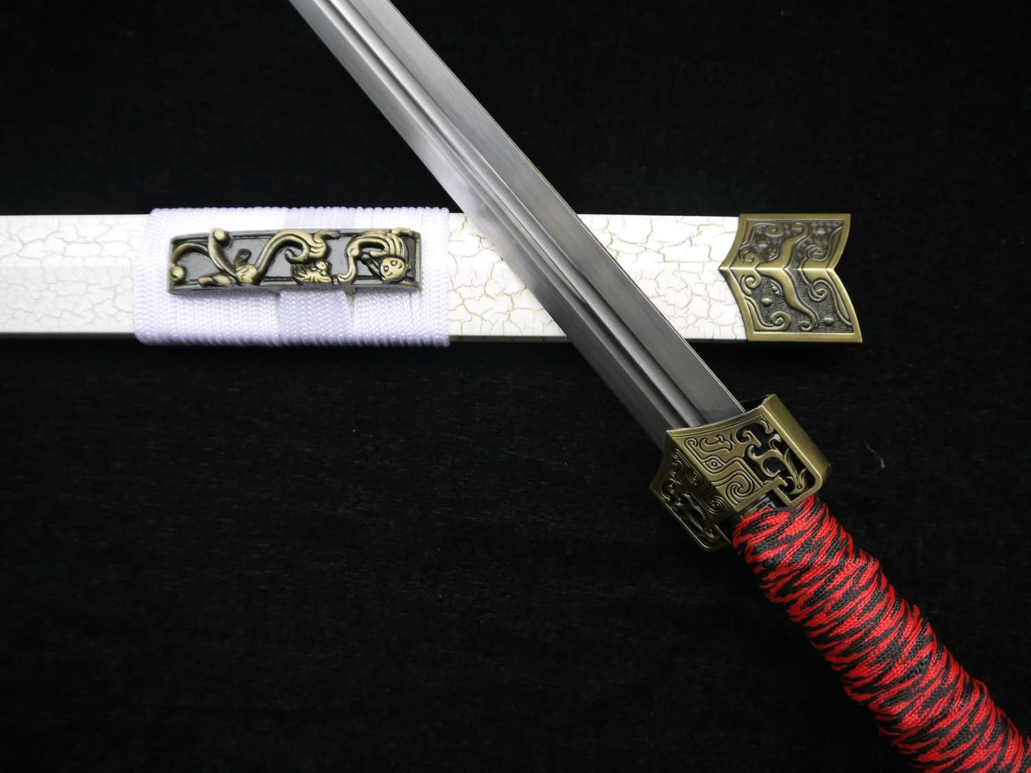 Han jian(Medium carbon steel blade,White scabbard,Alloy)Length 39" - Chinese sword shop