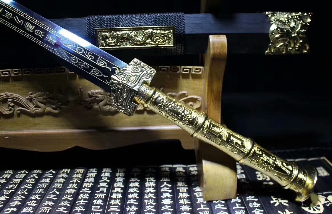 Han Jian(High carbon steel etching blade,Black scabbard,Alloy handle)Length 39" - Chinese sword shop
