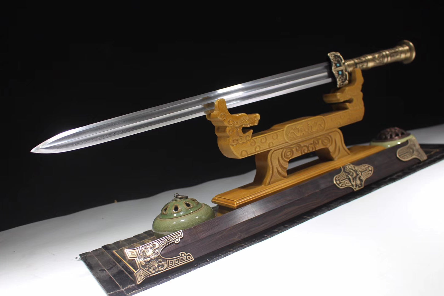 Han jian sword,Damascus steel blade,Brass fittings - Chinese sword shop