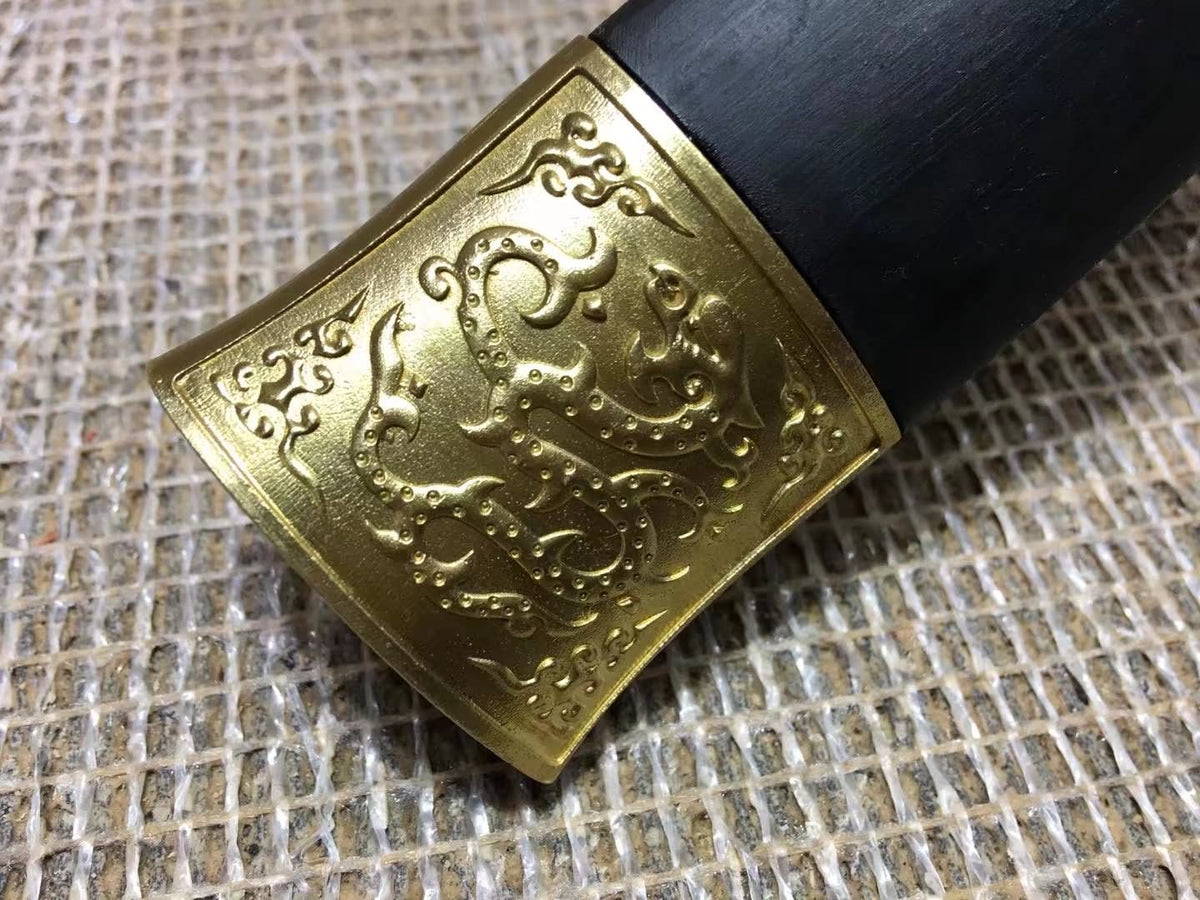 Han sword(Damascus steel red bade,Black scabbard,Brass fittings)Length 41" - Chinese sword shop