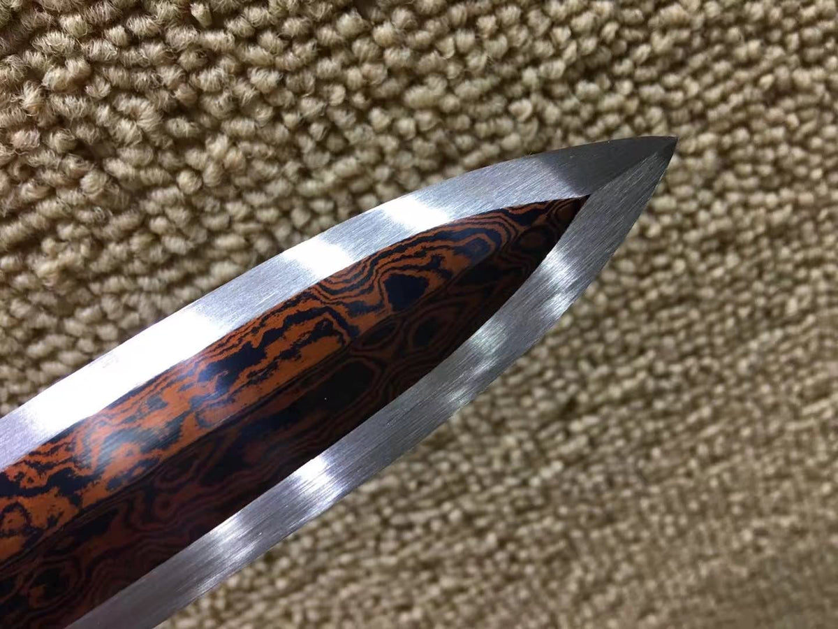 Han sword(Damascus steel red bade,Black scabbard,Brass fittings)Length 41" - Chinese sword shop