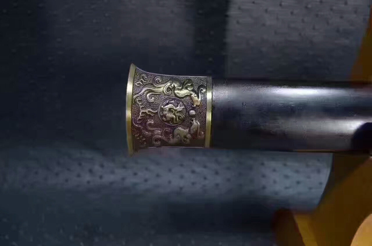 Han jian(High carbon steel etch pattern,Black wood,Alloy handle)Length 30" - Chinese sword shop