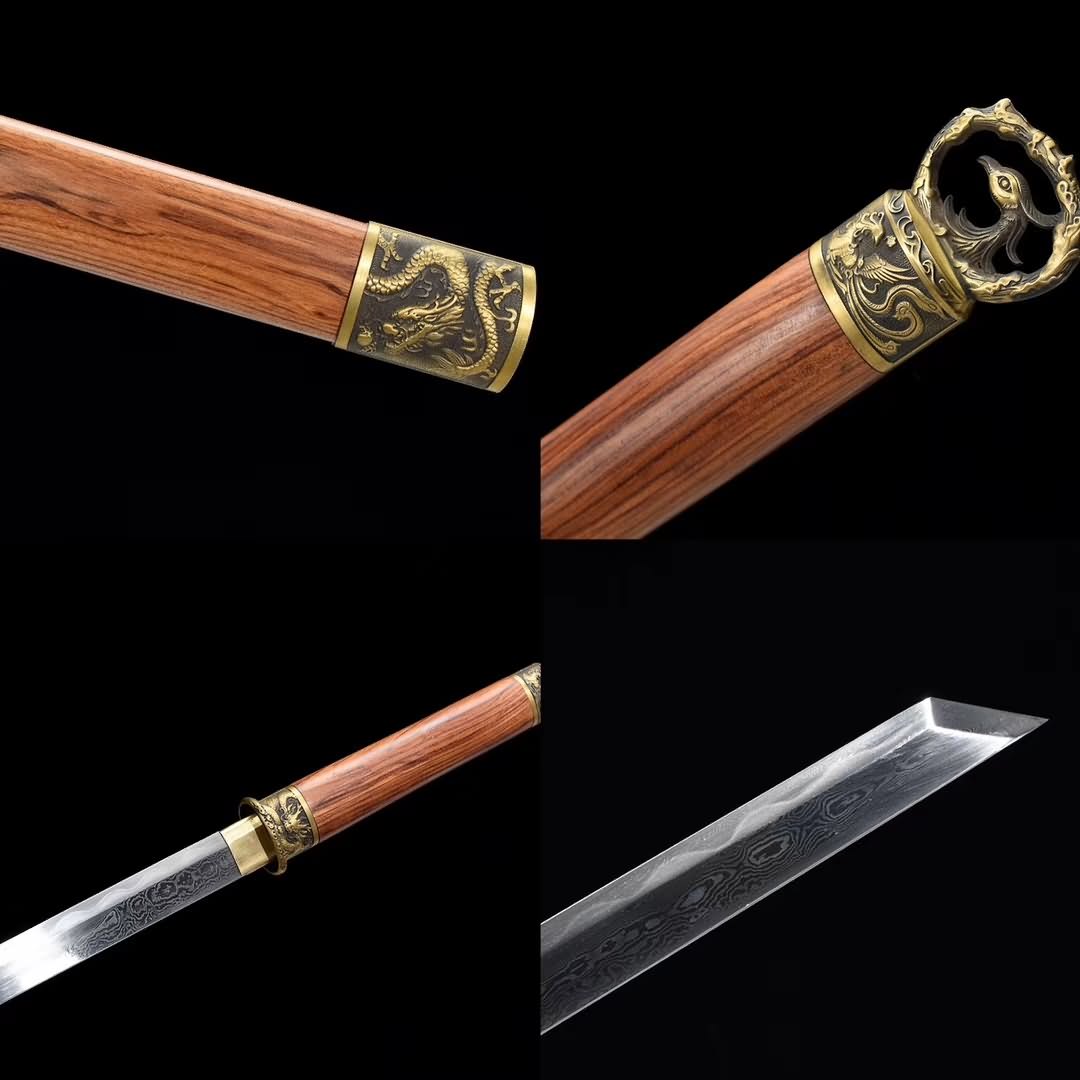 Han jia,Handmade art(Damascus steel blade,Brass fittings)Full tang,Chinese sword - Chinese sword shop