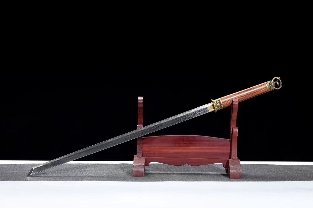 Han jia,Handmade art(Damascus steel blade,Brass fittings)Full tang,Chinese sword - Chinese sword shop