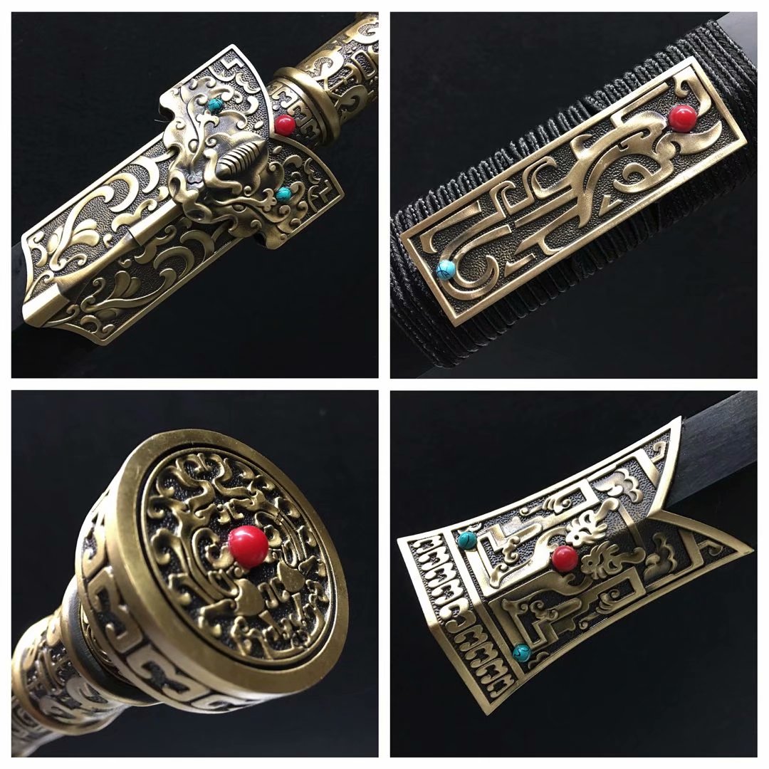 Han jian sword,Damascus steel blade,Brass fittings - Chinese sword shop
