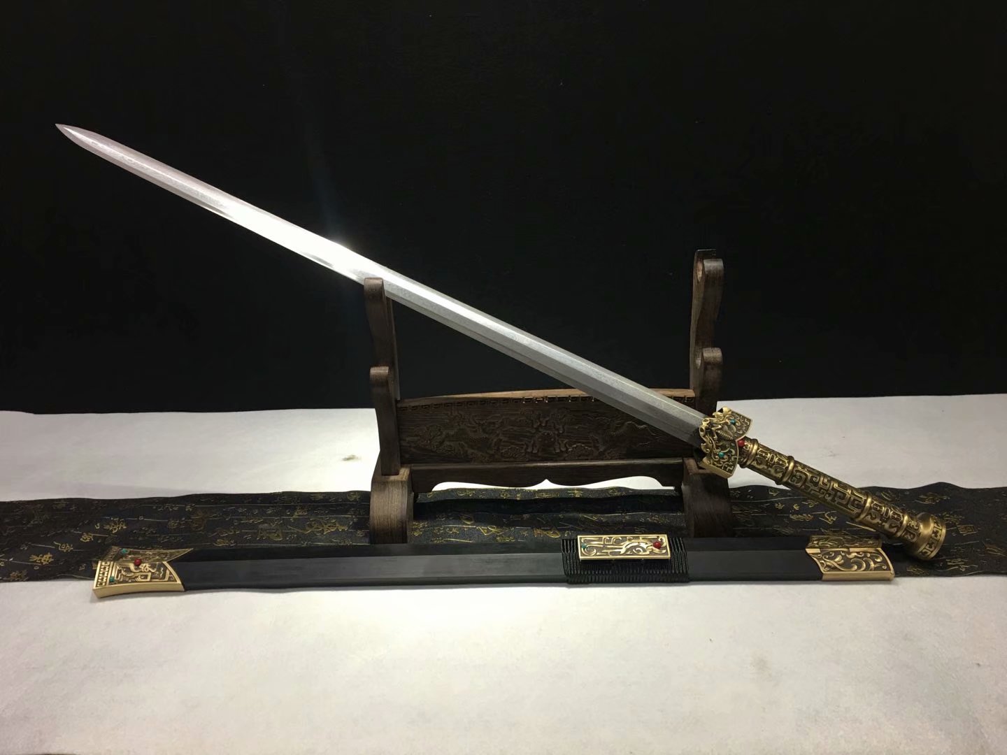 Han jian sword,Damascus steel blade,Brass fittings - Chinese sword shop