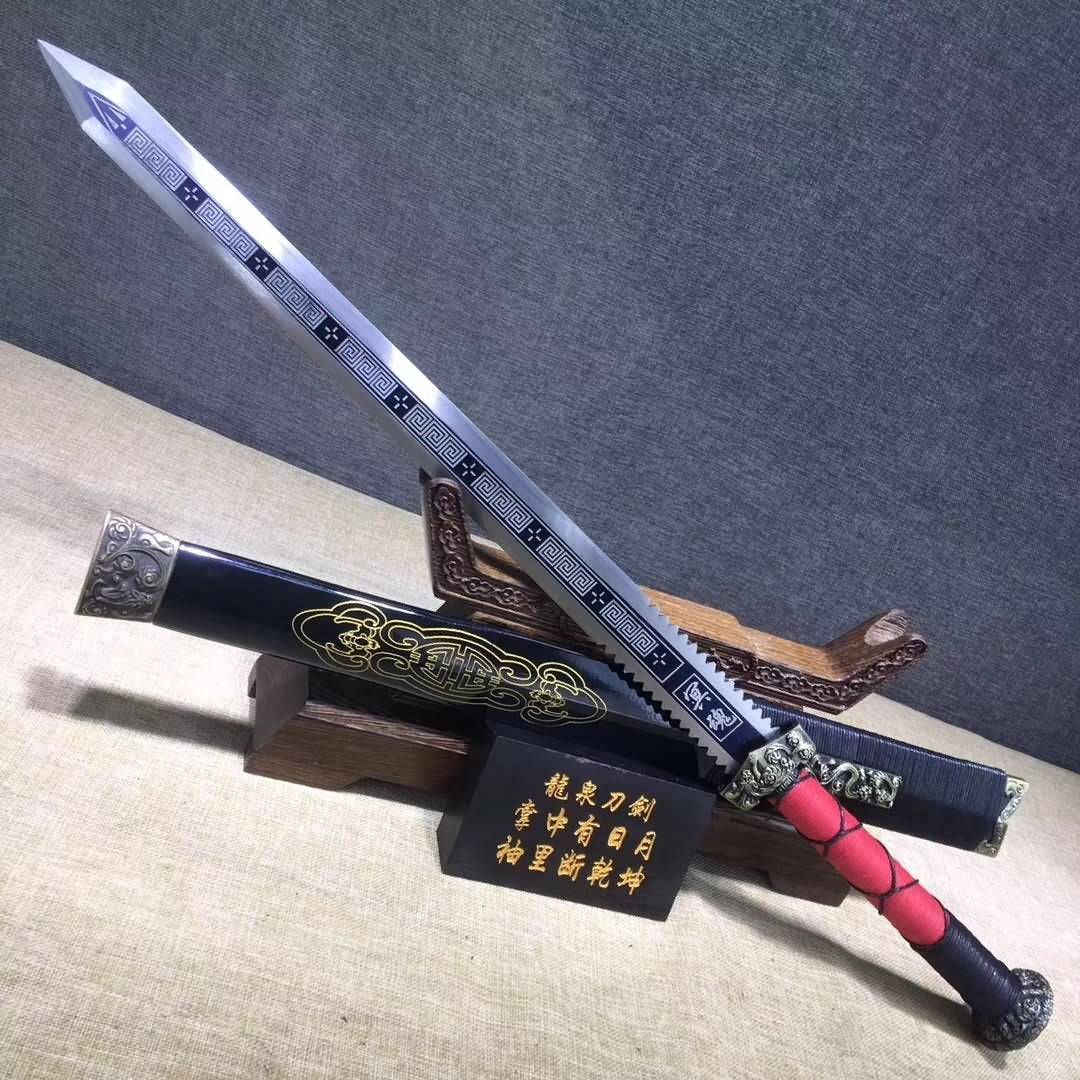 Han jian,High carbon steel etch blade,Solid wood scabbard,Alloy - Chinese sword shop