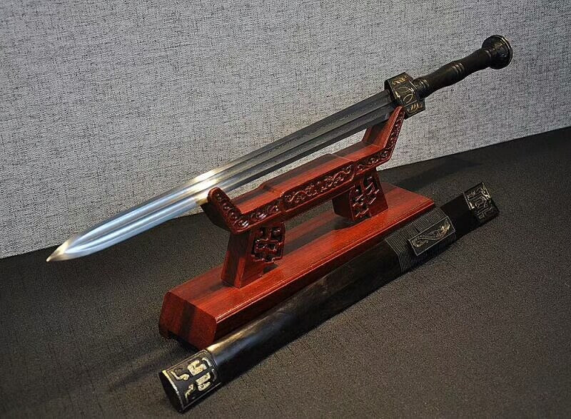 Big Dipper han jian,Damascus steel bade,Black scabbard,Brass fittings - Chinese sword shop