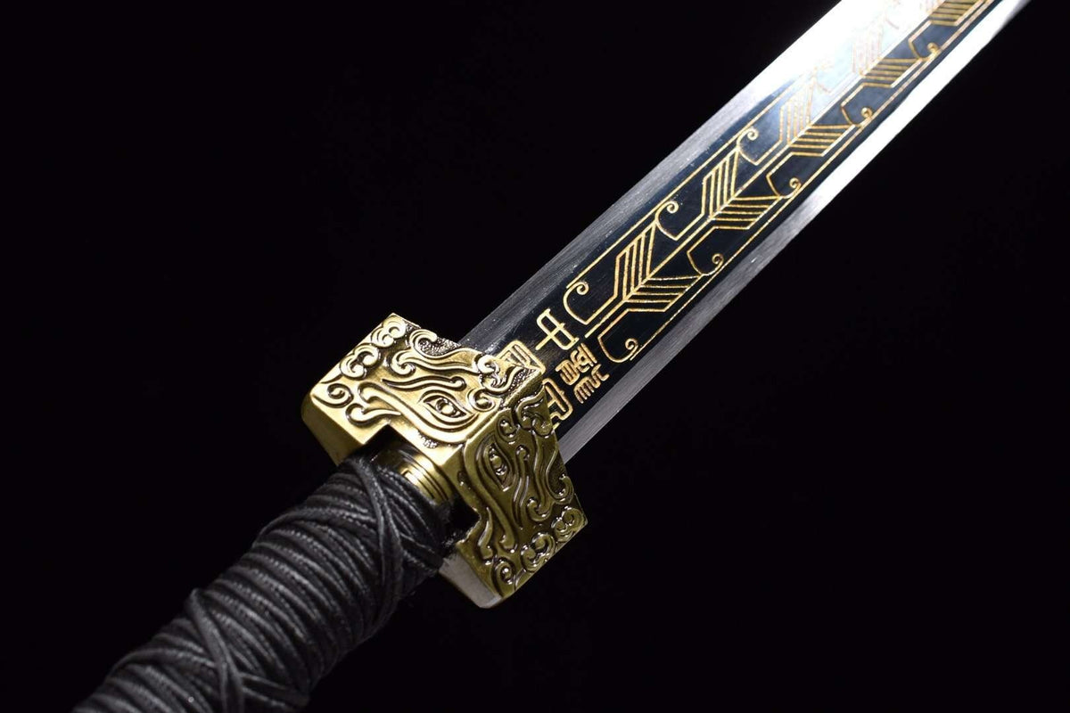 Han jian sword,High carbon steel etch blade,Red wood scabbard - Chinese sword shop