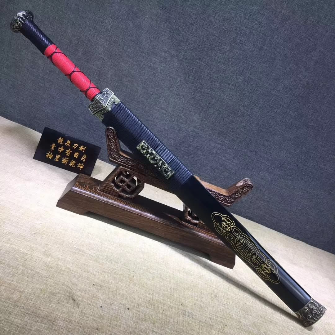 Han jian,High carbon steel etch blade,Solid wood scabbard,Alloy - Chinese sword shop