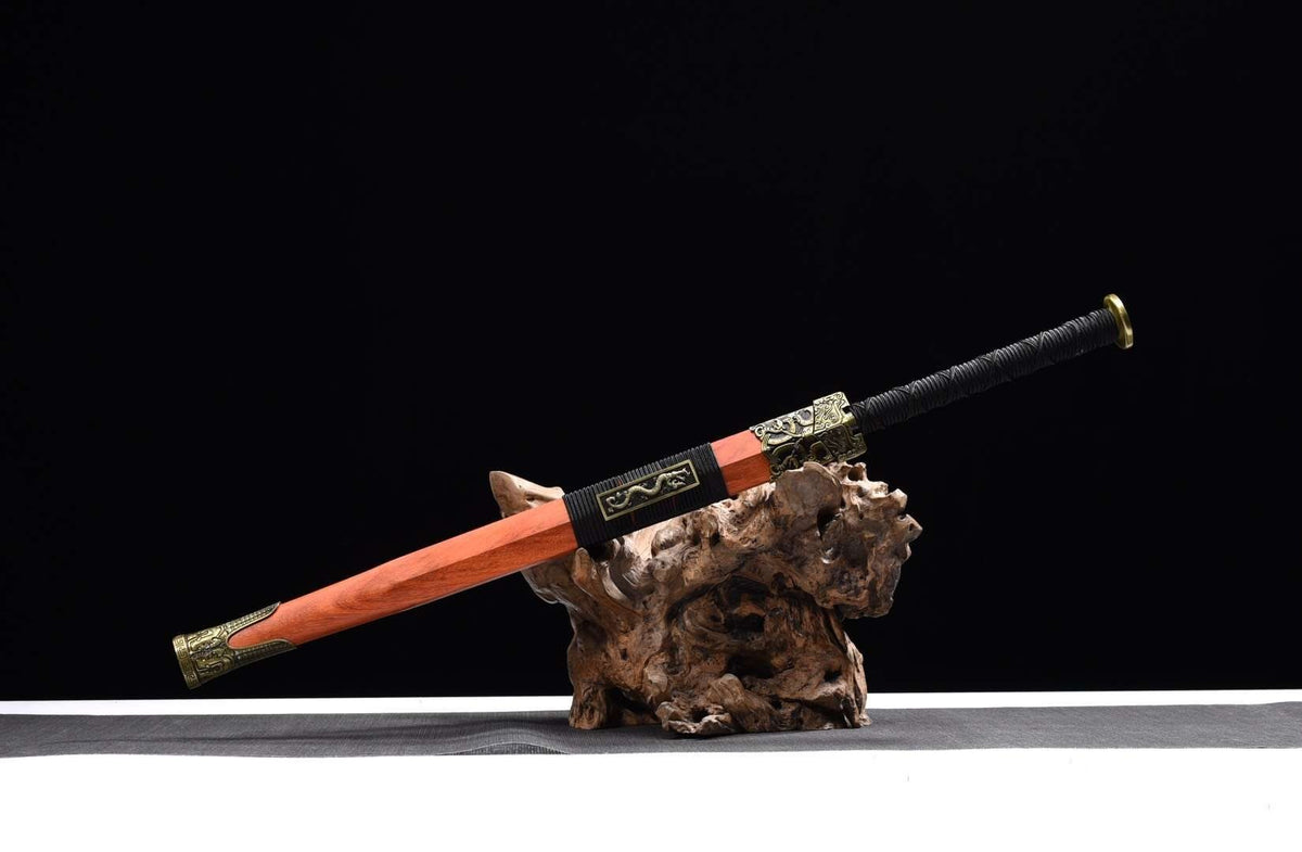 Han jian sword,High carbon steel etch blade,Red wood scabbard - Chinese sword shop
