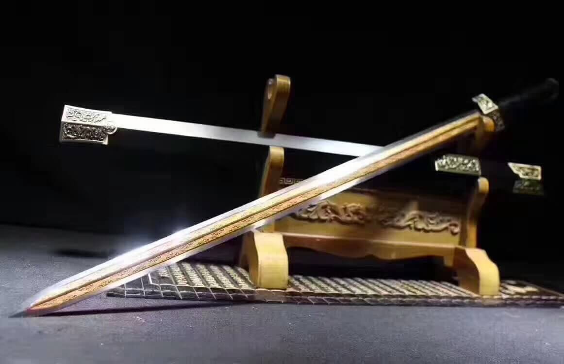 Han sword(High carbon steel blade,Black scabbard,Alloy fitteds)Length 40" - Chinese sword shop